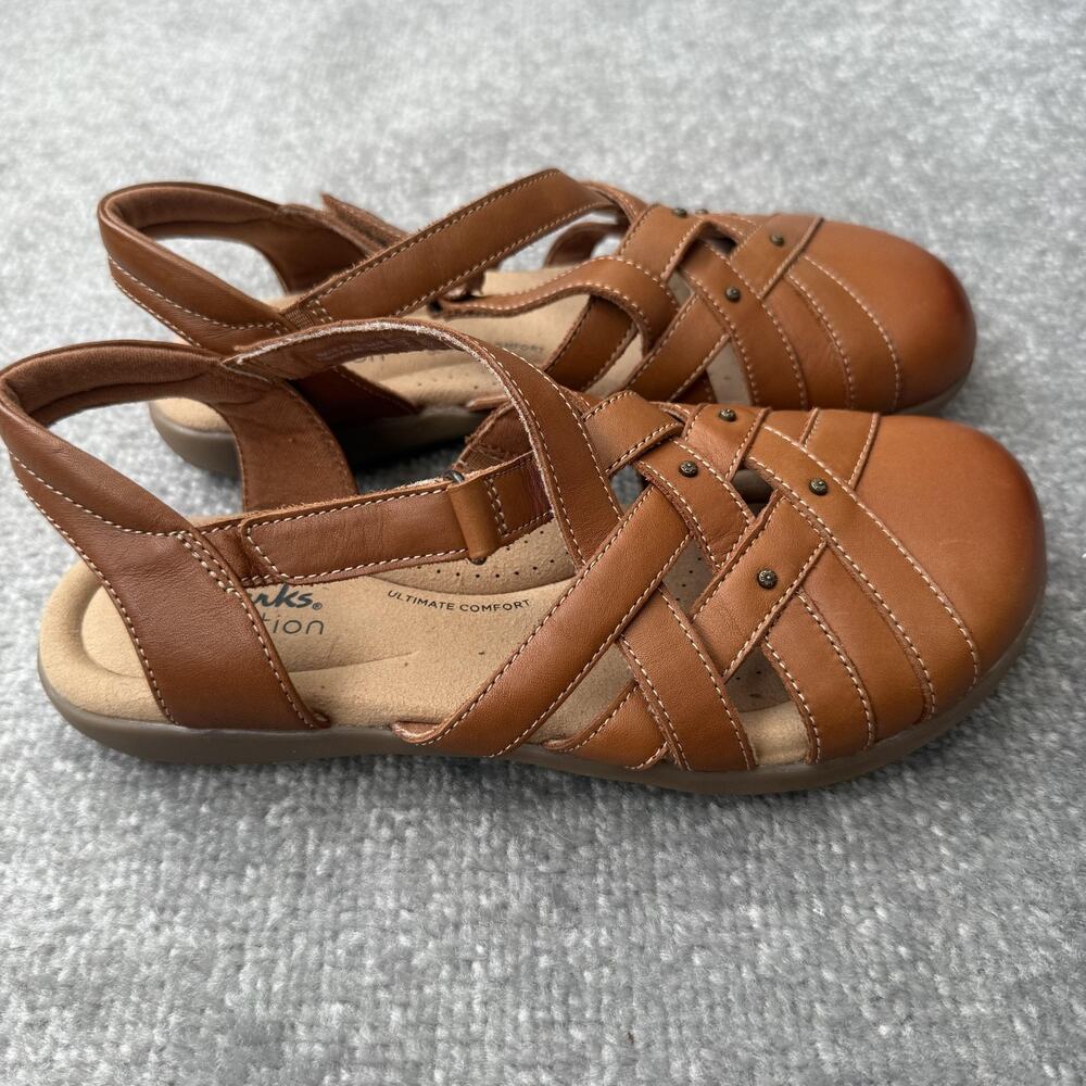 Clarks Collection Sandals Womens Size 6.5 Brown Fisherman Comfort Strappy Shoes - Picture 3 of 14